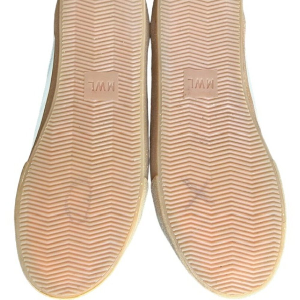 Madewell Low Sidewalk Leather Sneakers Glitter Gum Sole - White - 9.5 - Picture 8 of 10